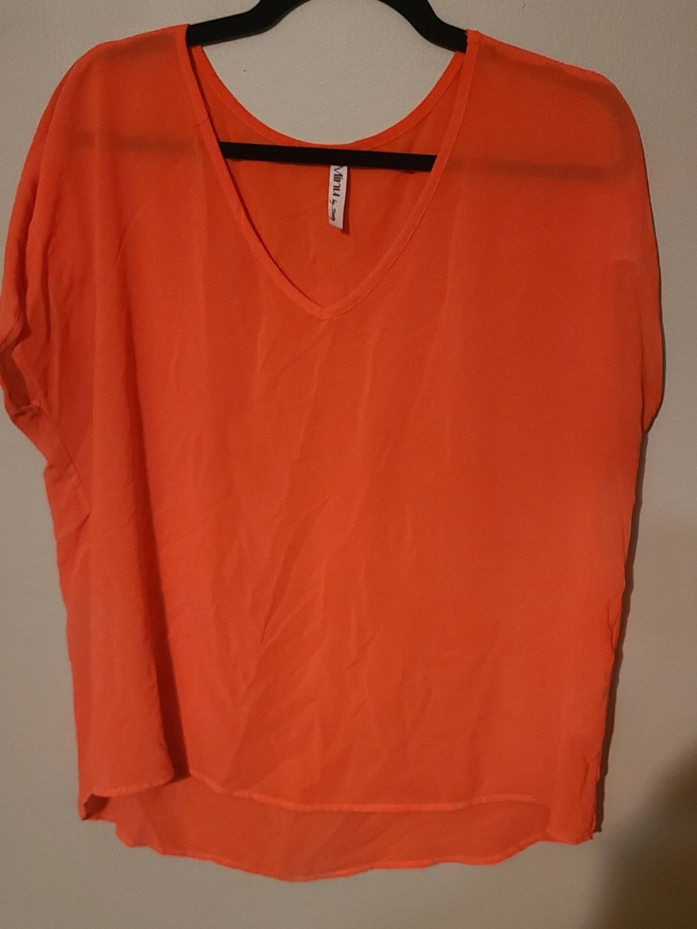 Minu By Trinity Lightweight V-Neck Blouse - Coral Size 1X